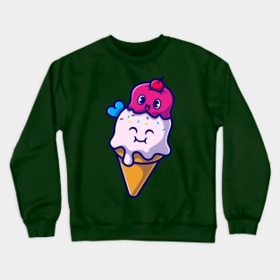 Happy Ice Cream Cone Cartoon Crewneck Sweatshirt